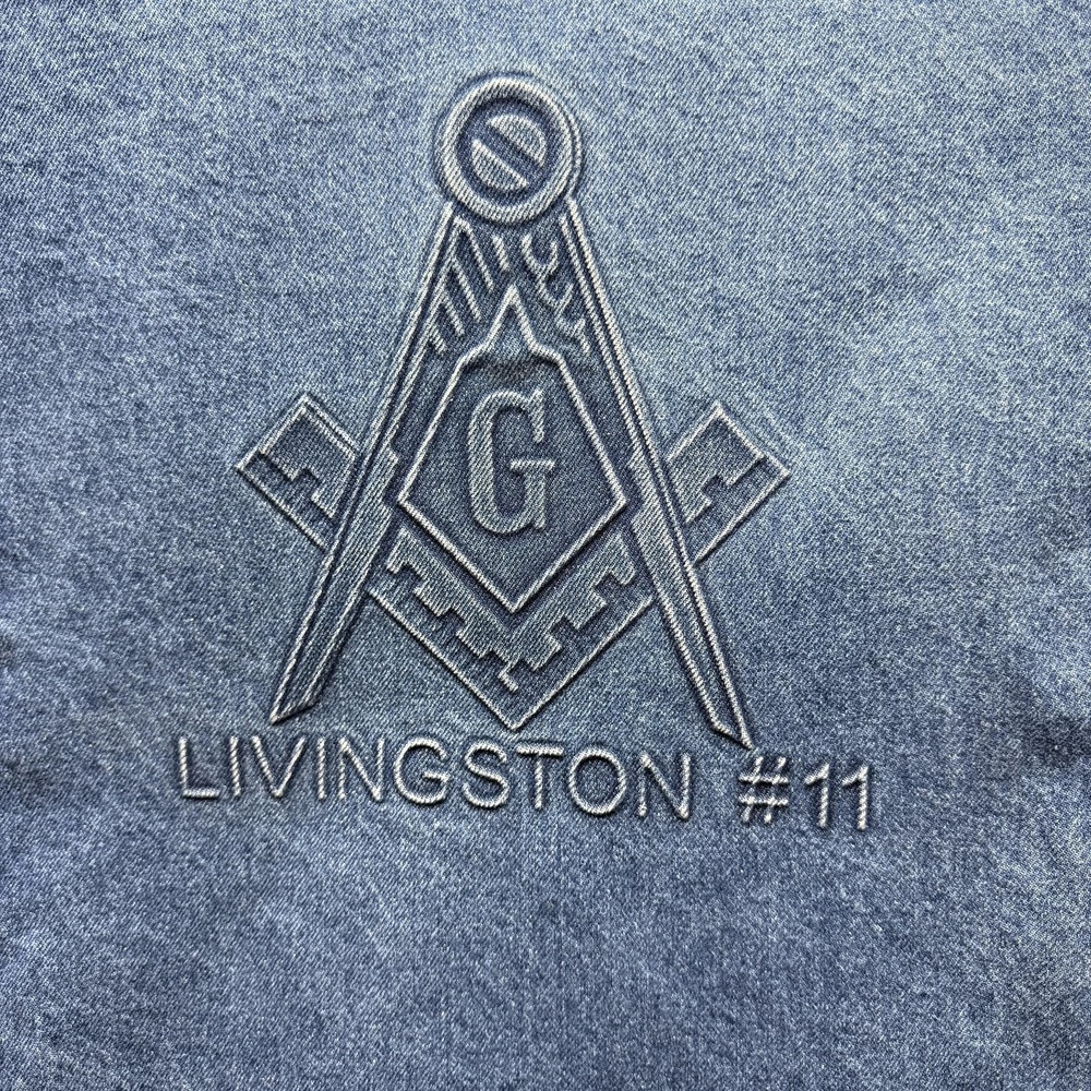 Tyca USA Made Freemason Denim Jacket Livingston #11 Masonic Embroidered XXL